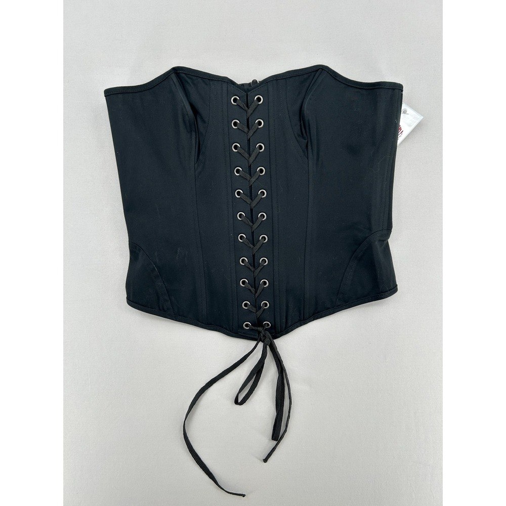 Blacklist Gothic Lace Up Corset Top Black Boned Zip Back XL